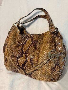 MK Michael Kors Large Python Snake Print Matilda Shoulder Tote Bag
